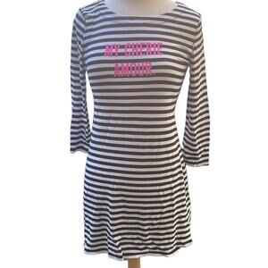 Kate Spade My Cherie Amour Striped T-shirt Dress Small Bow Accent Cotton Fitted